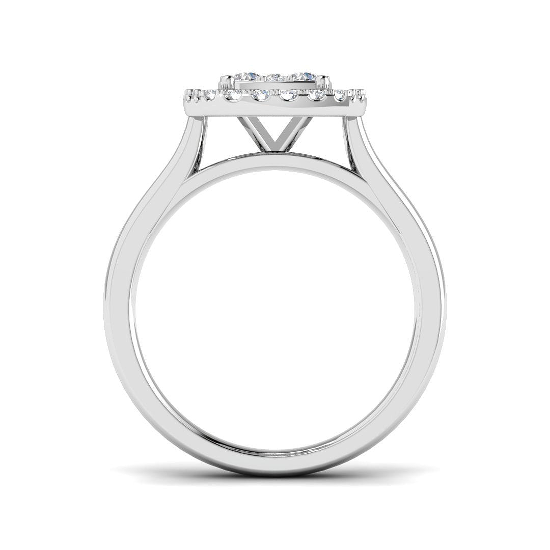 Natural Round Cut Diamond Cluster Engagement Cushion Shape Ring