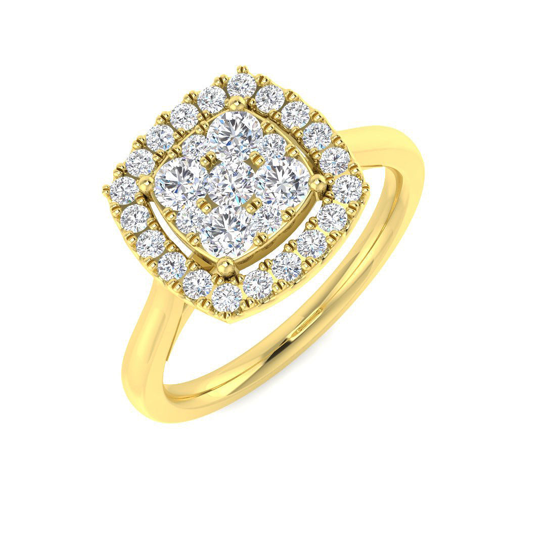 Natural Round Cut Diamond Cluster Engagement Cushion Shape Ring