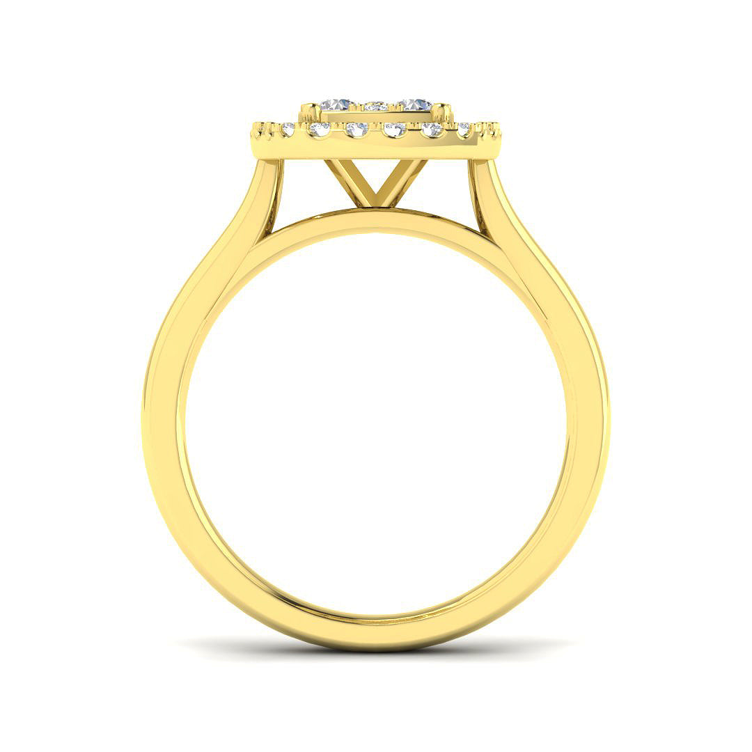 Natural Round Cut Diamond Cluster Engagement Cushion Shape Ring