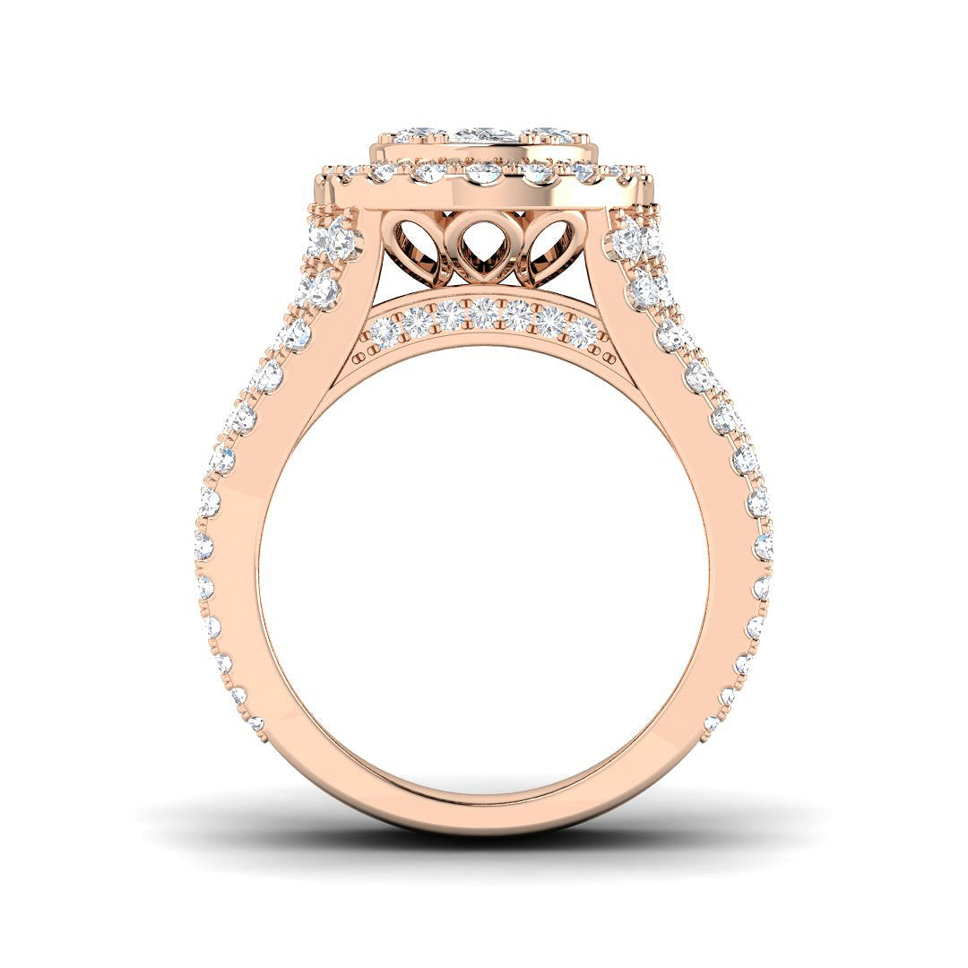 Natural Round Cut Diamond Cluster Engagement Ring