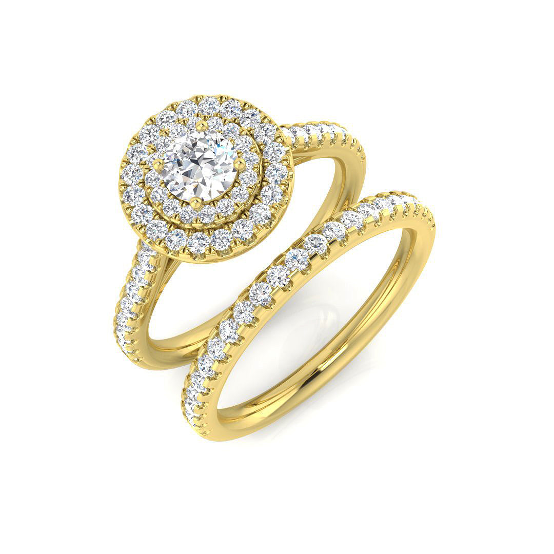 Natural Round Cut Diamond Halo Engagement Ring