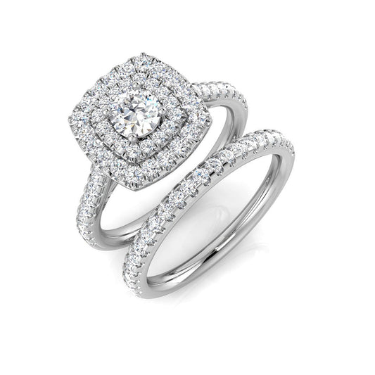 Natural Diamond Round Cut Halo Engagement Ring