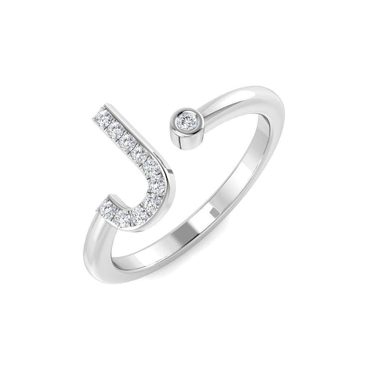 0.09 Carat Round Diamond Micro PavŽ & Bezel Letter J Initial Ring
