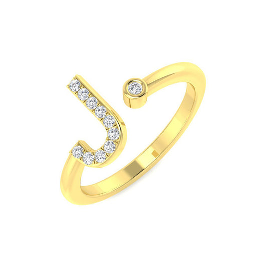 0.09 Carat Round Diamond Micro PavŽ & Bezel Letter J Initial Ring
