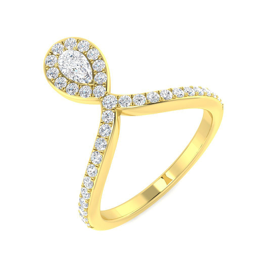 Natural Oval & Round Cut Diamond Halo Engagement Ring