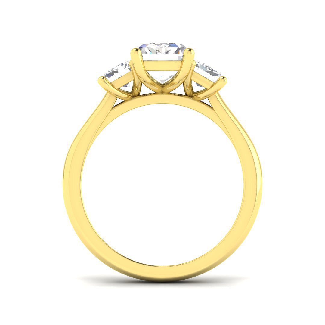 3.00ct Lab Grown D/VVS Emerald Cut Diamond 3 Stone Ring