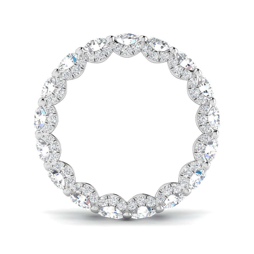 6.00 Carat D/VVS Lab-Grown Round Cut Diamond U-Prong Set Full Eternity Ring.