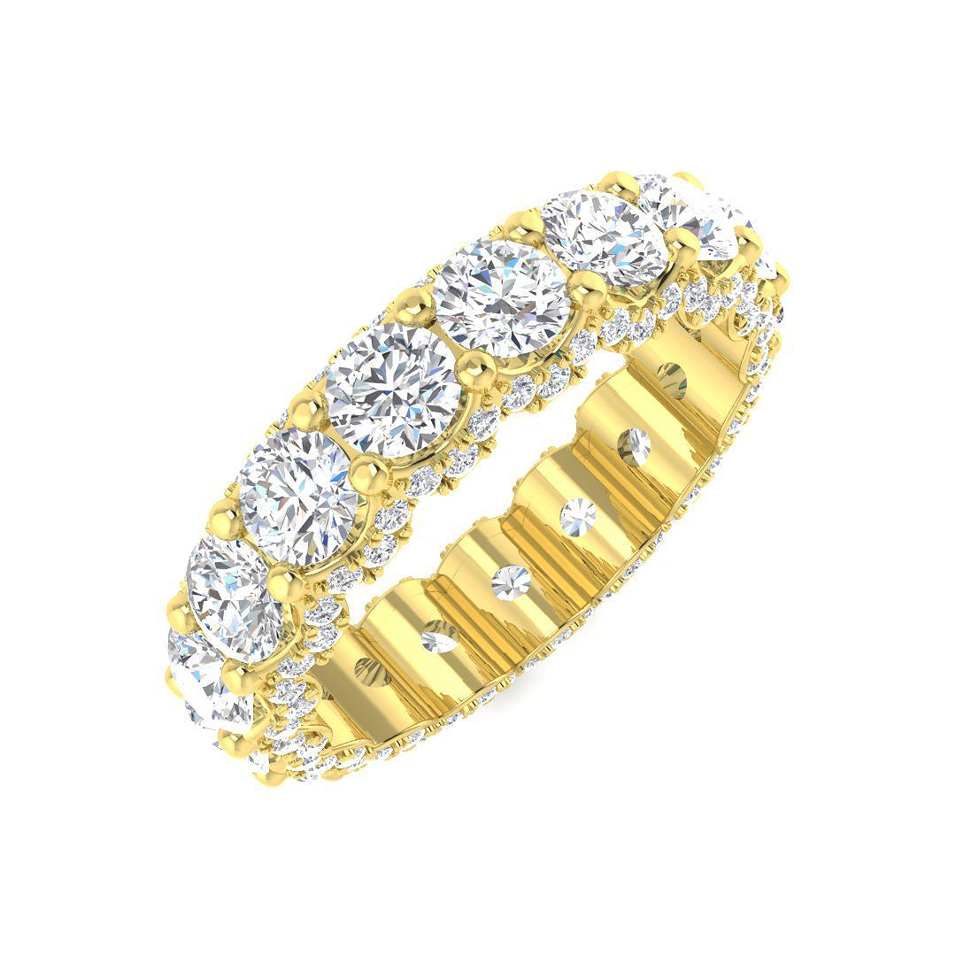 6.00 Carat D/VVS Lab-Grown Round Cut Diamond U-Prong Set Full Eternity Ring.
