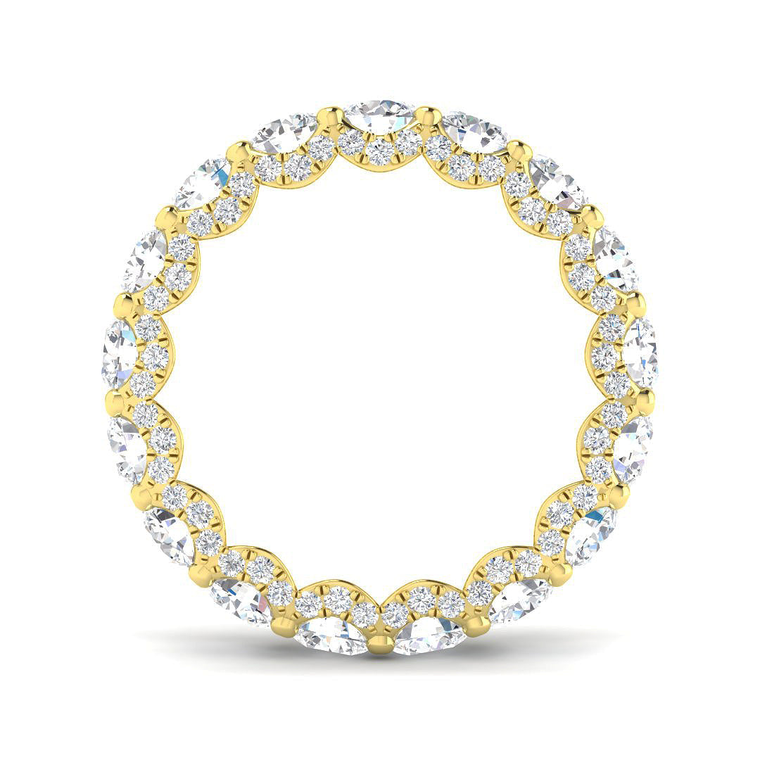 6.00 Carat D/VVS Lab-Grown Round Cut Diamond U-Prong Set Full Eternity Ring.