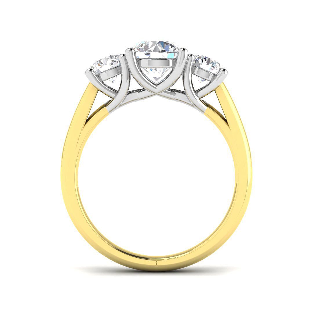 2.00ct Lab Grown D/VVS Round Cut Diamond Trilogy Ring
