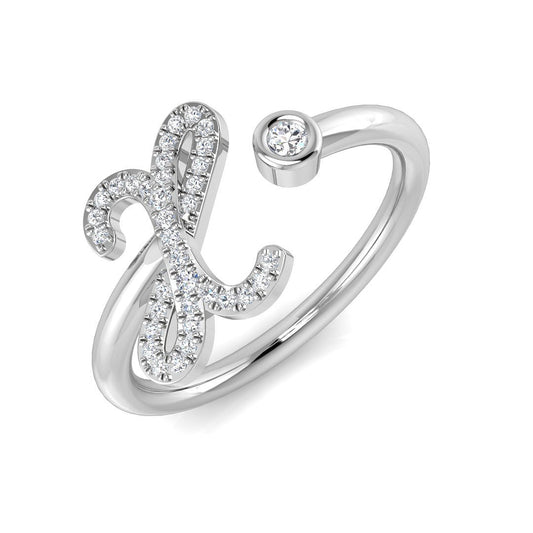 0.10 Carat Round Diamond Micro PavŽ & Bezel Script Letter X Initial Ring