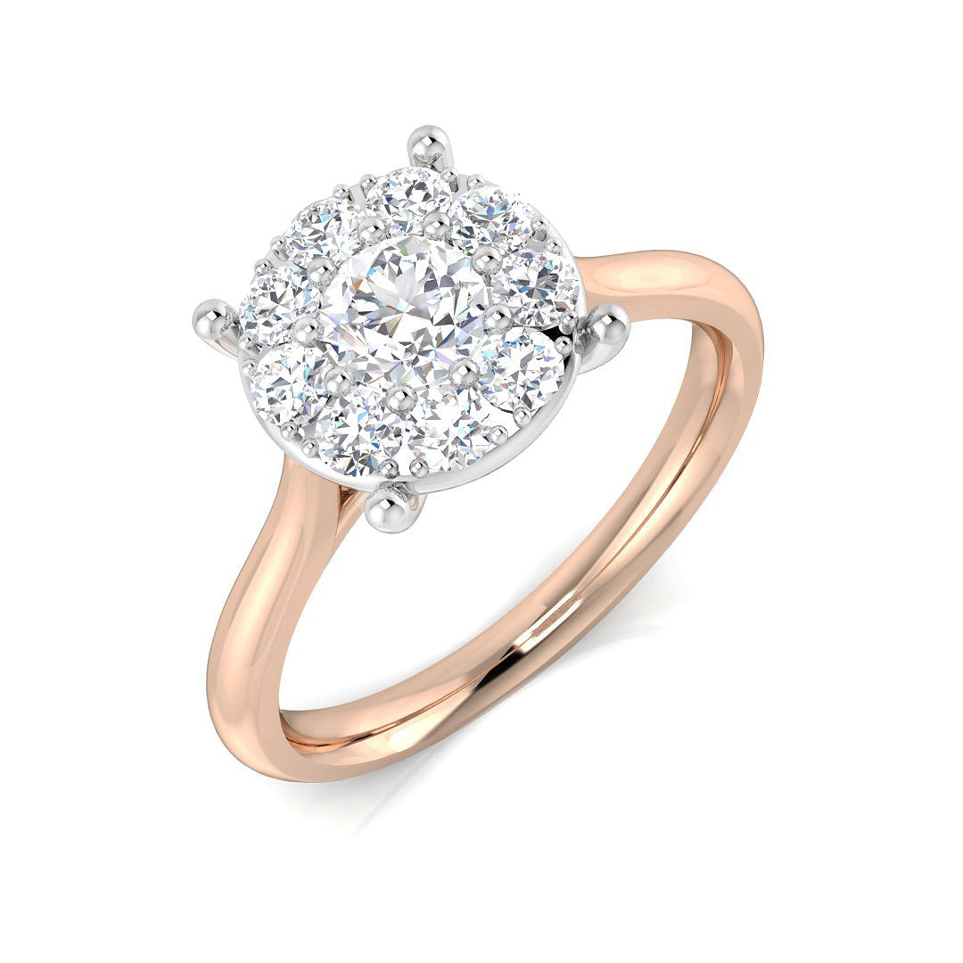 Natural Round Cut Diamond Cluster Engagement Ring