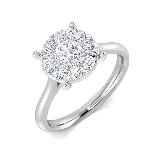 Natural Round Cut Diamond Cluster Engagement Ring