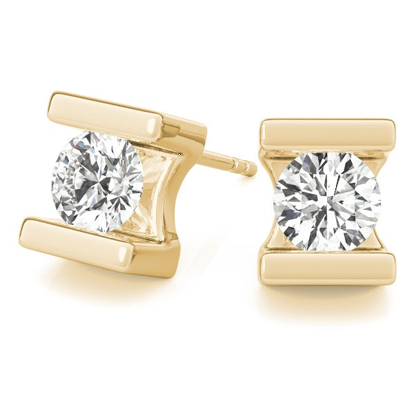 Lab-Grown Diamond Stud Earrings For Women, Round Brilliant Cut Tension Set , D Color VVS Top Quality