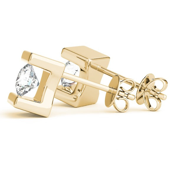 Lab-Grown Diamond Stud Earrings For Women, Round Brilliant Cut Tension Set , D Color VVS Top Quality
