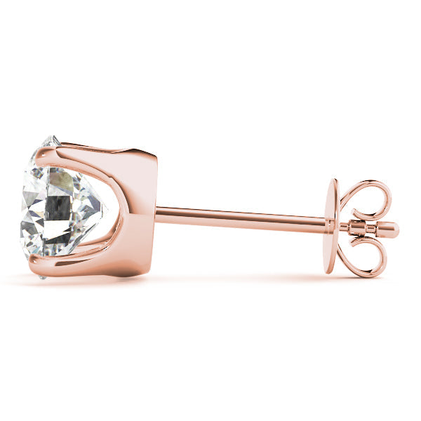Lab-Grown Diamond Stud Earrings For Women, Round Brilliant Cut Martini Prong Setting