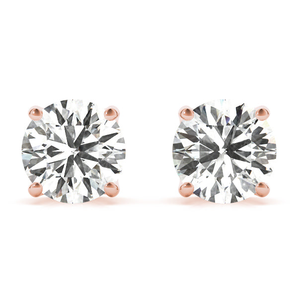 Lab-Grown Diamond Stud Earrings For Women, Round Brilliant Cut Martini Prong Setting