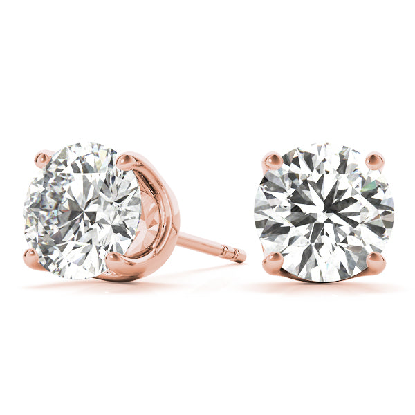 Lab-Grown Diamond Stud Earrings For Women, Round Brilliant Cut Martini Prong Setting