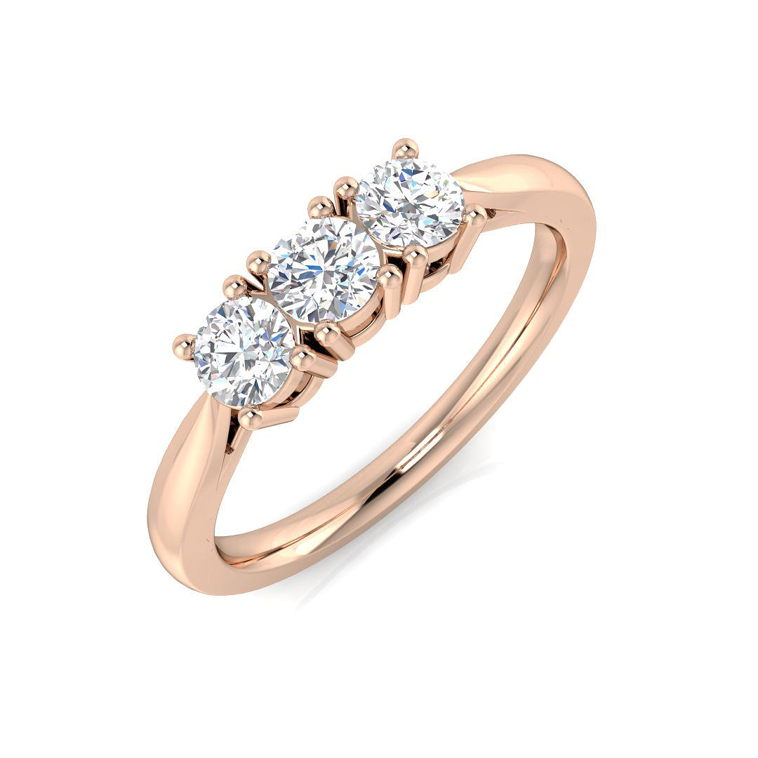 0.50-1.00ct Lab Grown D/VVS Round Cut Diamond 3-Stone Ring
