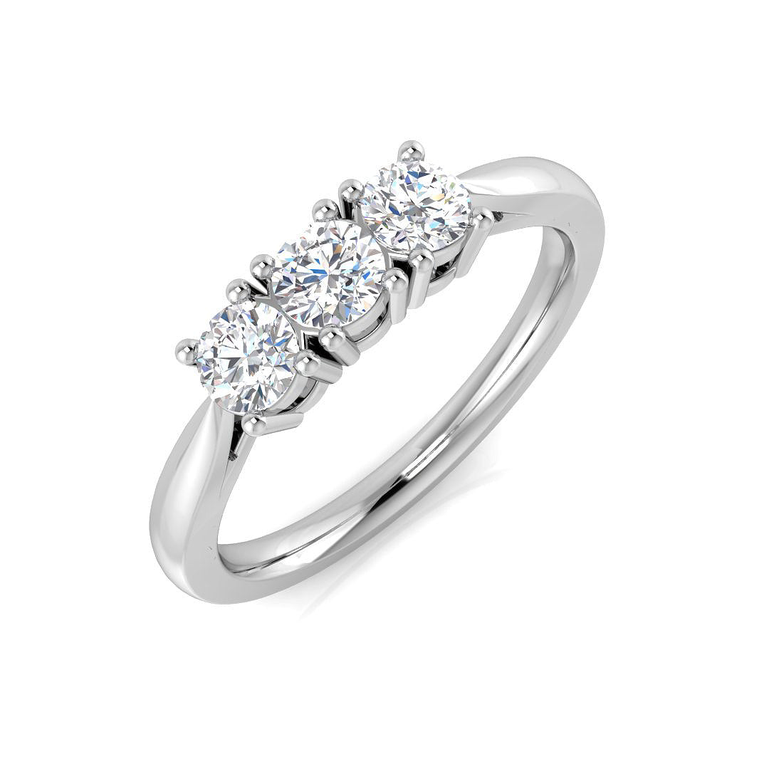 0.50-1.00ct Lab Grown D/VVS Round Cut Diamond 3-Stone Ring
