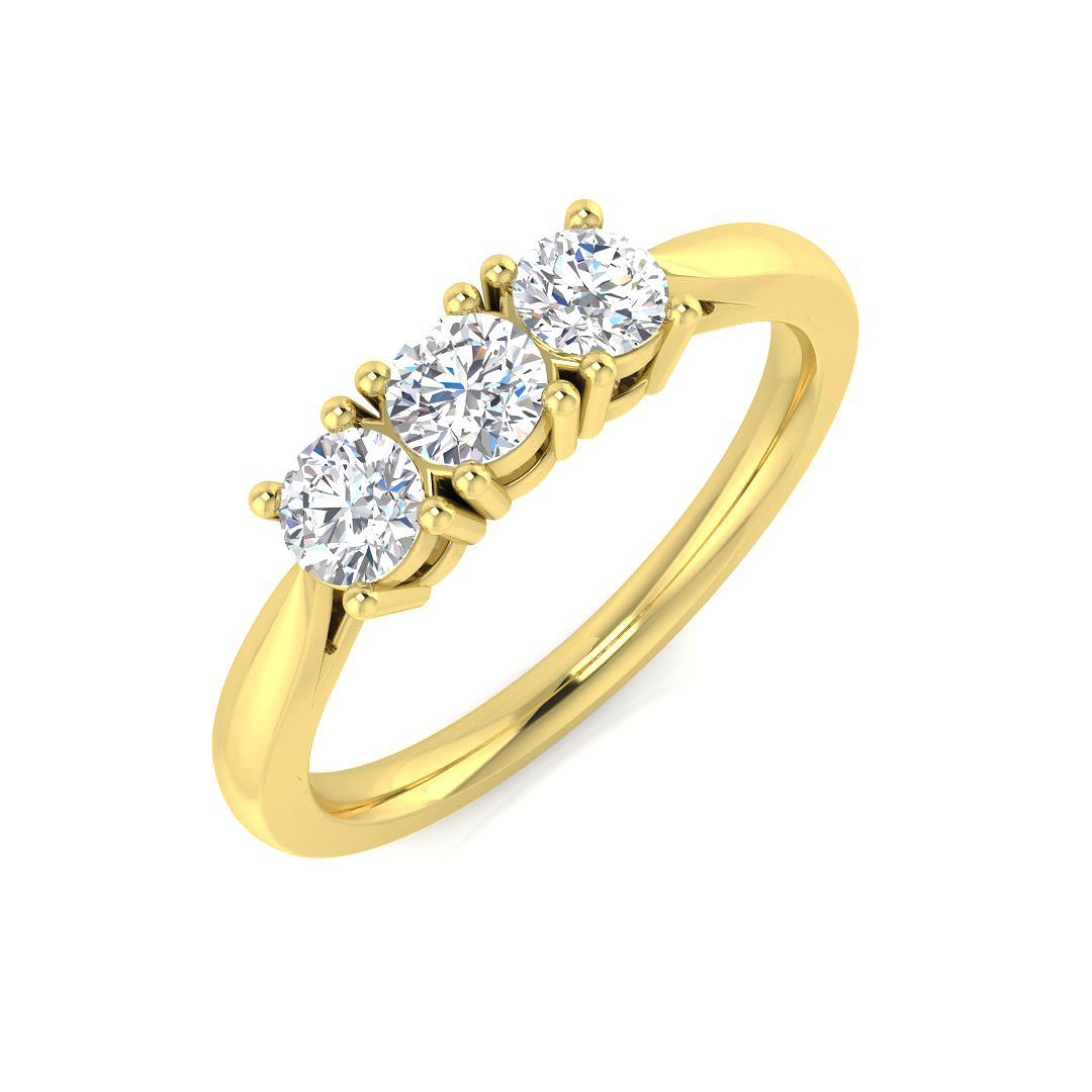 0.50-1.00ct Lab Grown D/VVS Round Cut Diamond 3-Stone Ring