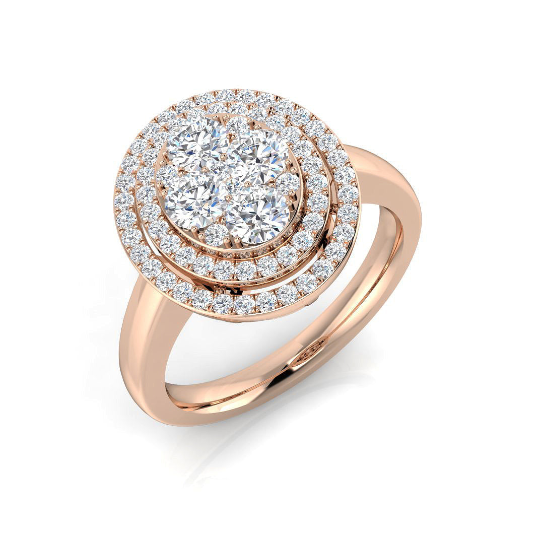 Natural Round Cut Diamond Cluster Ring Gift For Her