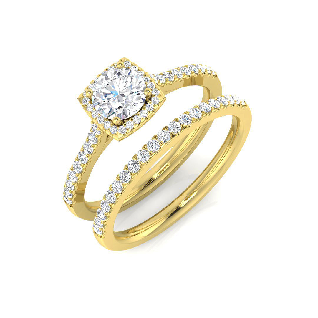 Natural Round Cut Diamond Halo Engagement Ring