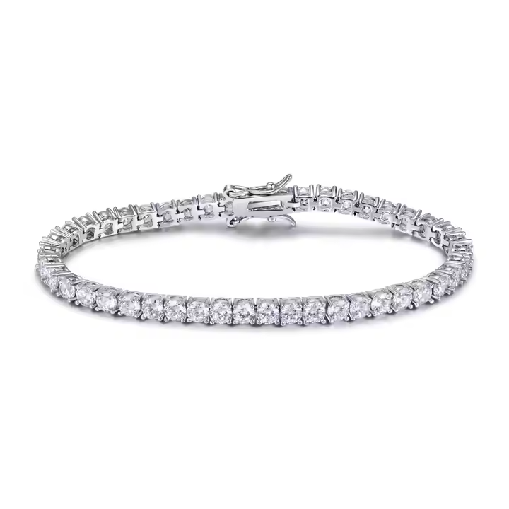 Tennis Bracelet For Women Natural Round Cut Diamond Claw Set With Two Secure Locks, 1.75 Ct To 8.00 Ct, 7" Inches Length