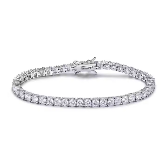 Tennis Bracelet For Women Natural Round Cut Diamond Claw Set With Two Secure Locks, 1.75 Ct To 8.00 Ct, 7" Inches Length