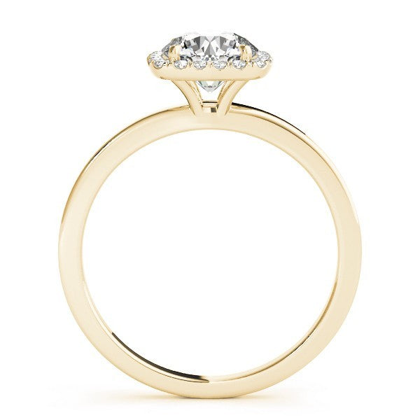Lab Grown Round Diamond Halo Engagement Ring 18K Yellow Gold