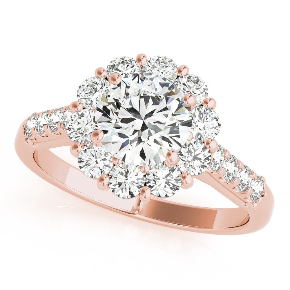 2.00 Ct DE/VS Lab Grown Round Diamond Halo Engagement Ring in Platinum