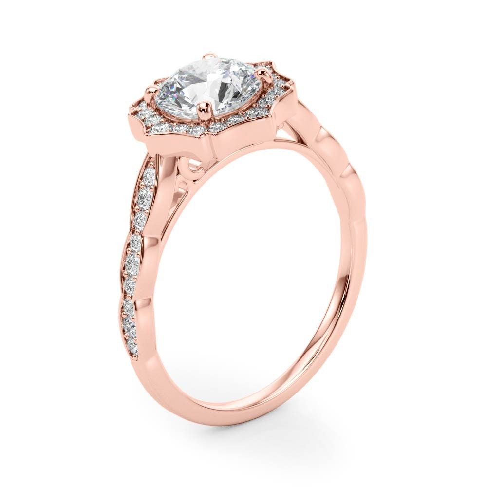 Lab Grown Round Diamond Halo Engagement Ring 18K White Gold