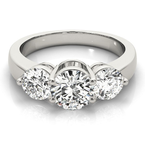 Lab Grown Round Diamond Trilogy Engagement Ring Platinum 0.50Ct To 2.00Ct DE/VS