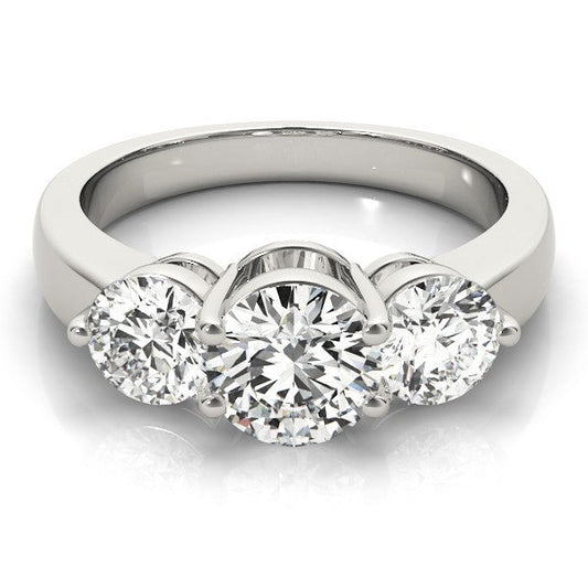 Lab Grown Round Diamond Trilogy Engagement Ring Platinum 0.50Ct To 2.00Ct DE/VS