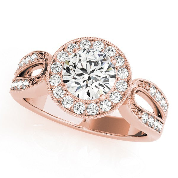 Lab Grown Round Diamond Halo Engagement Ring 18K White Gold