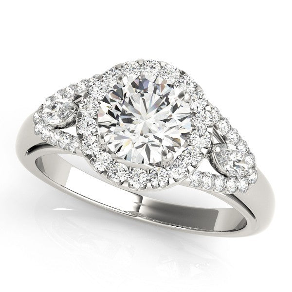 2.00 Carat DE/VS Lab Grown Round Cut Diamond Halo Engagement Ring 18K White Gold