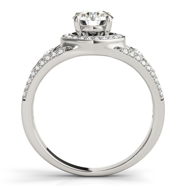 2.00Ct DE/VS Lab Grown Round Diamond Halo Engagement Ring 18K White Gold