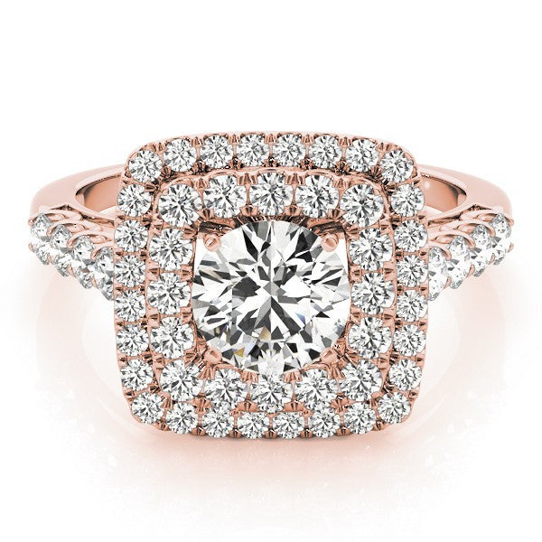 3.00 Carat DE/VS Lab Grown Round Cut Diamond Halo Engagement Ring 18K White Gold
