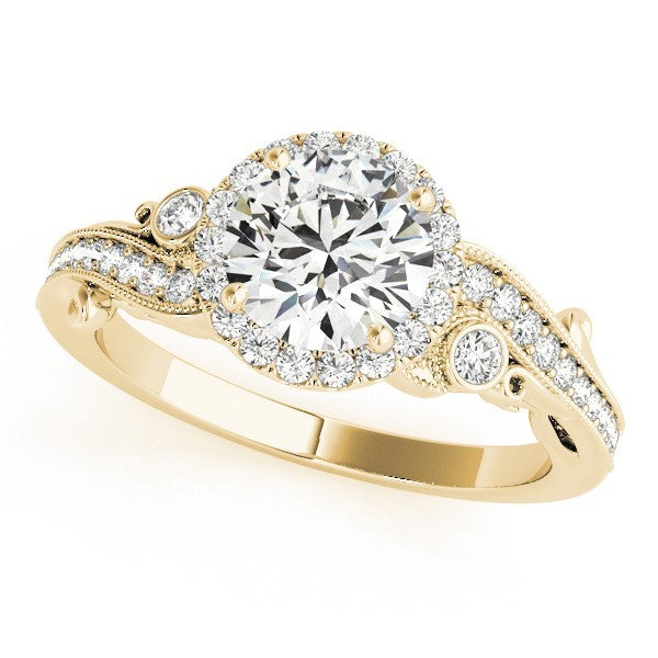 Lab Grown Round Diamond Halo Engagement Ring in 18K Rose Gold