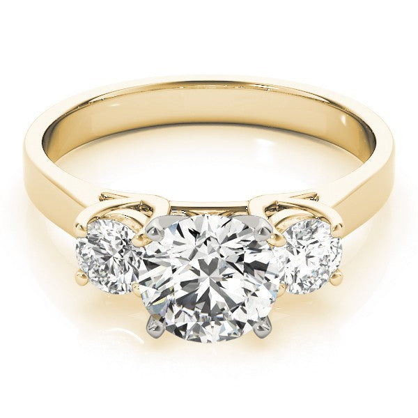 Lab Grown Round Diamond Three Stone Engagement Ring Platinum