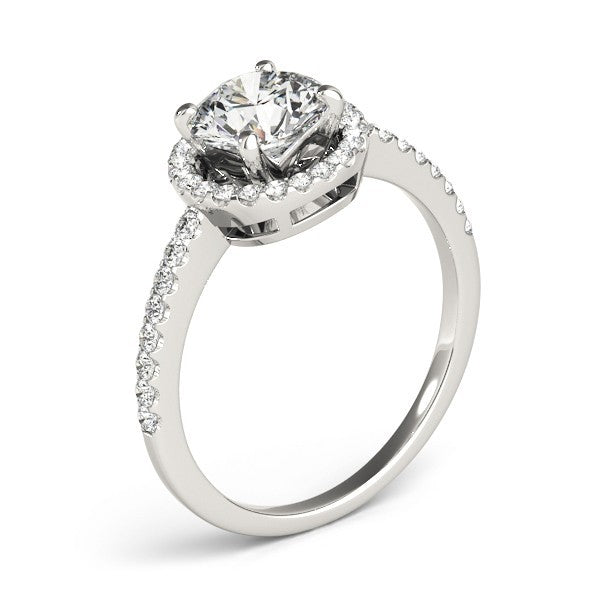 2.00 Carat DE/VS Lab Grown Round Diamond Halo Engagement Ring 18K White Gold