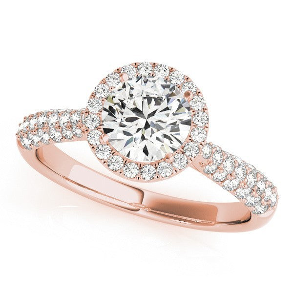 2.00Ct Lab Grown Round Diamond Halo Engagement Ring 18K Yellow Gold
