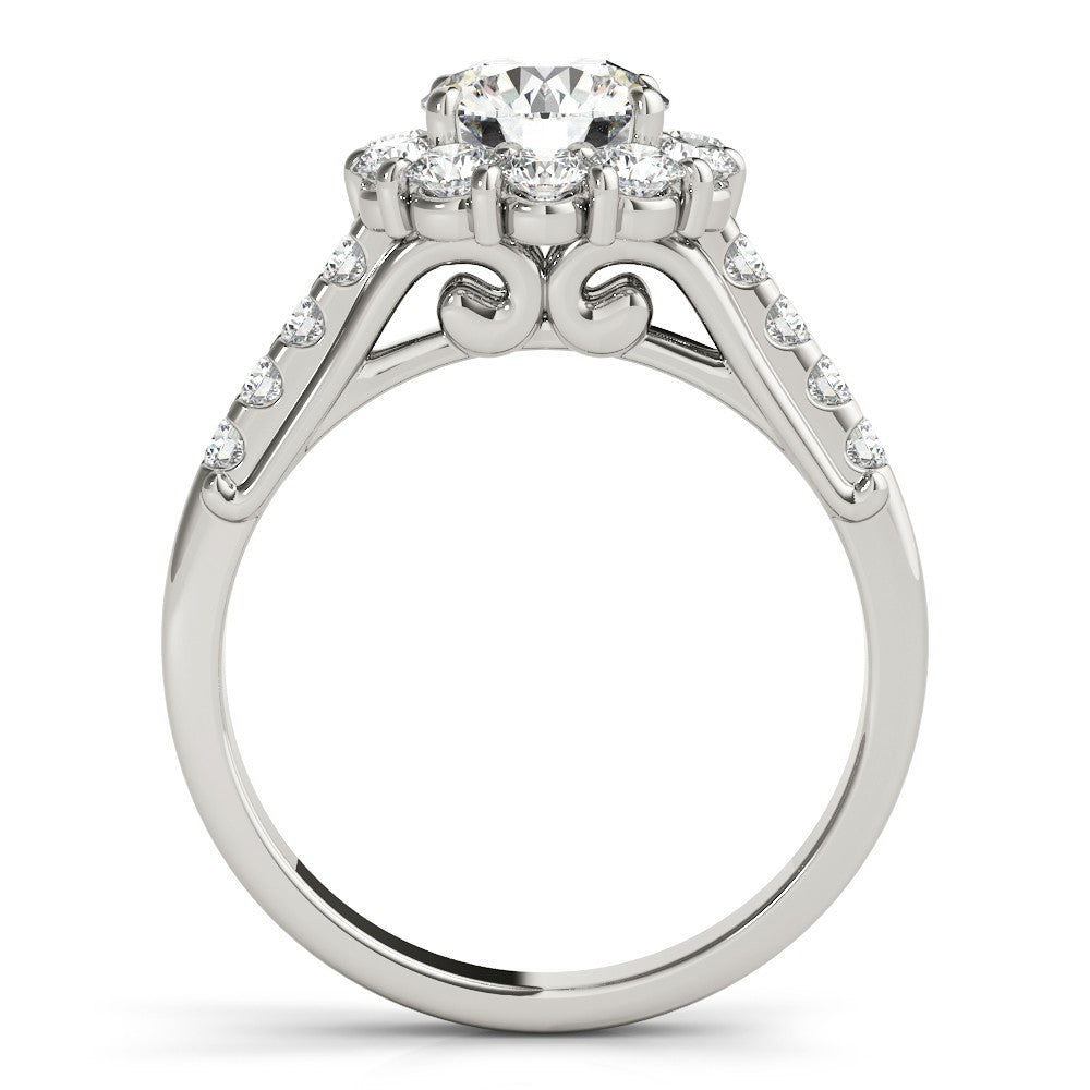 2.00 Ct DE/VS Lab Grown Round Diamond Halo Engagement Ring in Platinum