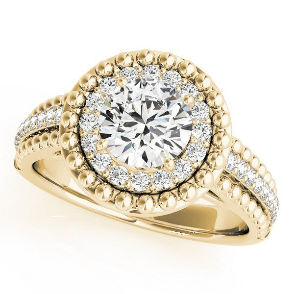 2Ct DE/VS Lab Grown Round Diamond Halo Engagement Ring 18K Yellow Gold
