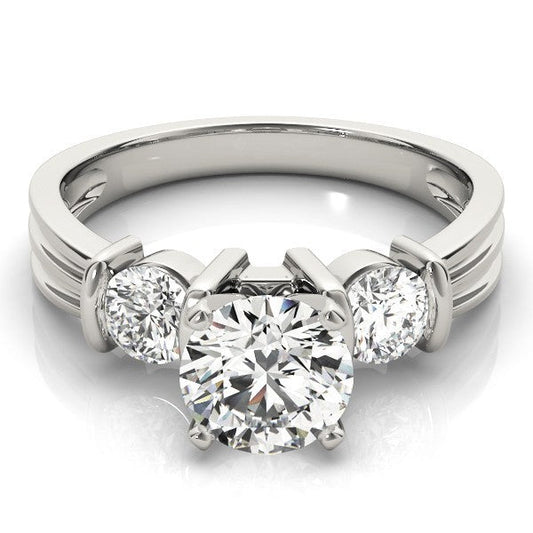 Lab Grown Round Diamond 3 Stone Engagement Ring In DE/VS 2CT Platinum