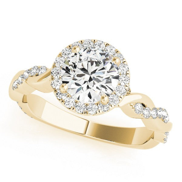 Lab Grown Round Diamond Halo Engagement Ring 18K White Gold