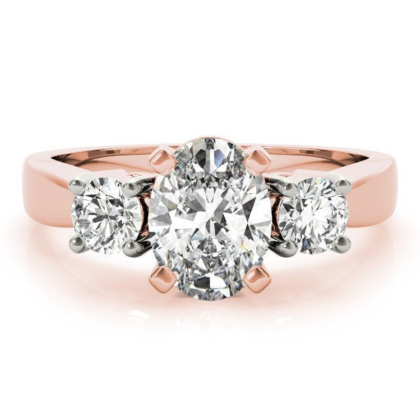 Lab Grown Oval Cut 2 CT DE/VS Diamond Trilogy Engagement Ring Platinum