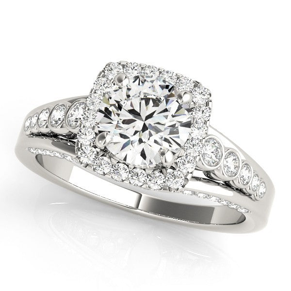 2.00 Ct DE/VS Lab Grown Round Diamond Halo Engagement Ring 18K White Gold