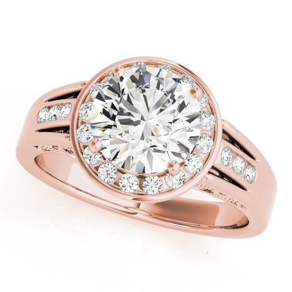 Lab Grown Round Diamond Halo Engagement Ring 18K Yellow Gold