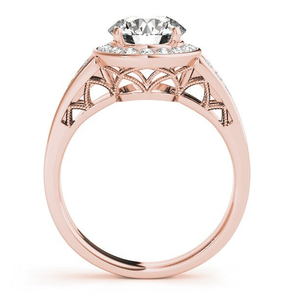 Lab Grown Round Diamond Halo Engagement Ring 18K Yellow Gold